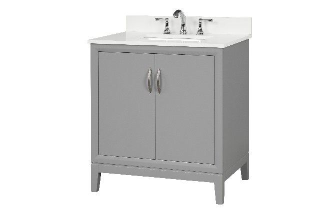 Luton 36-in Vanity Combo in Light Gray with Snow White Quartz Top 