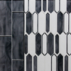  THASSOS MARBLE WITH INKJET GLASS MOSAIC 001108